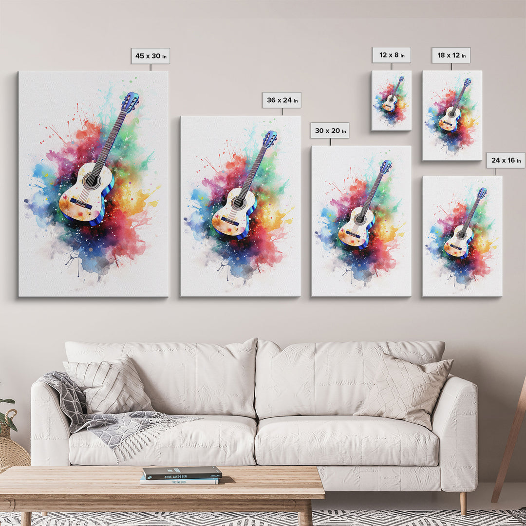 Cosmic Acoustic Guitar Wall Art Framed Canvas Print, Guitar Art, Guitar Wall Art, Music Art, Guitar Poster, Guitar Player Gift, Guitar Gifts