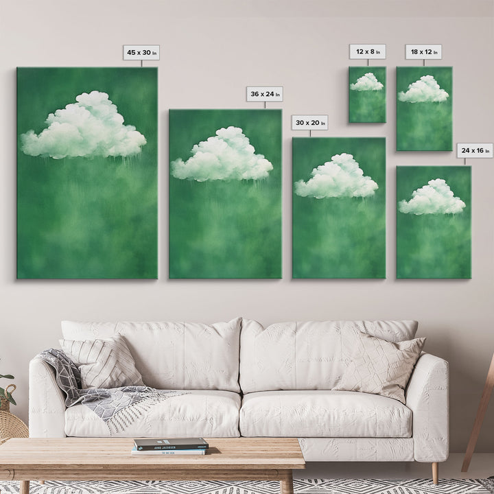 Emerald Green Rain Cloud Wall Art, Framed Canvas Or Poster Print, Abstract Art Print, Minimalist Wall Decor, Maximalist Decor, Dark Green