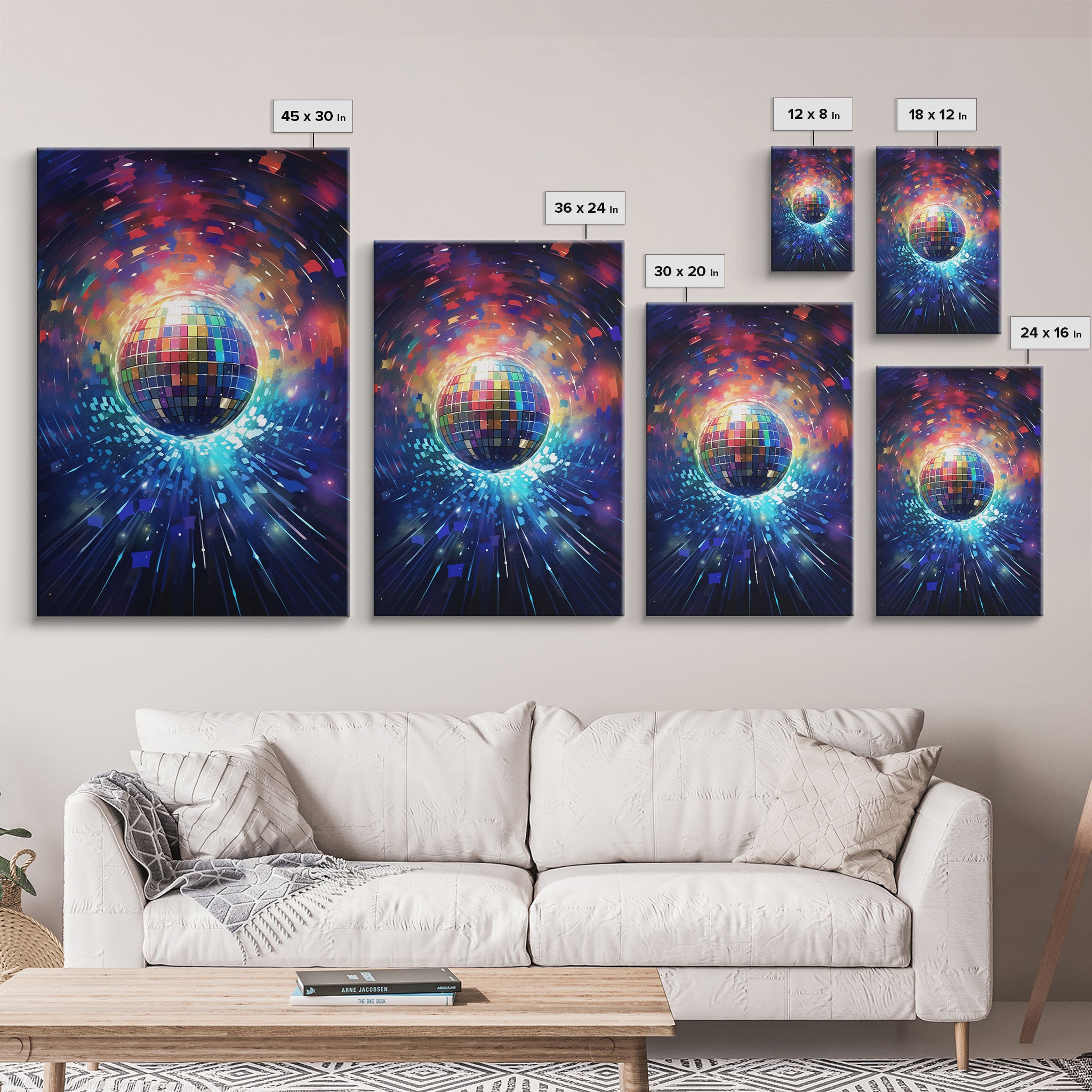 Galaxy Disco Ball, Framed Canvas Print, Music Studio Decor, Graduation Gift