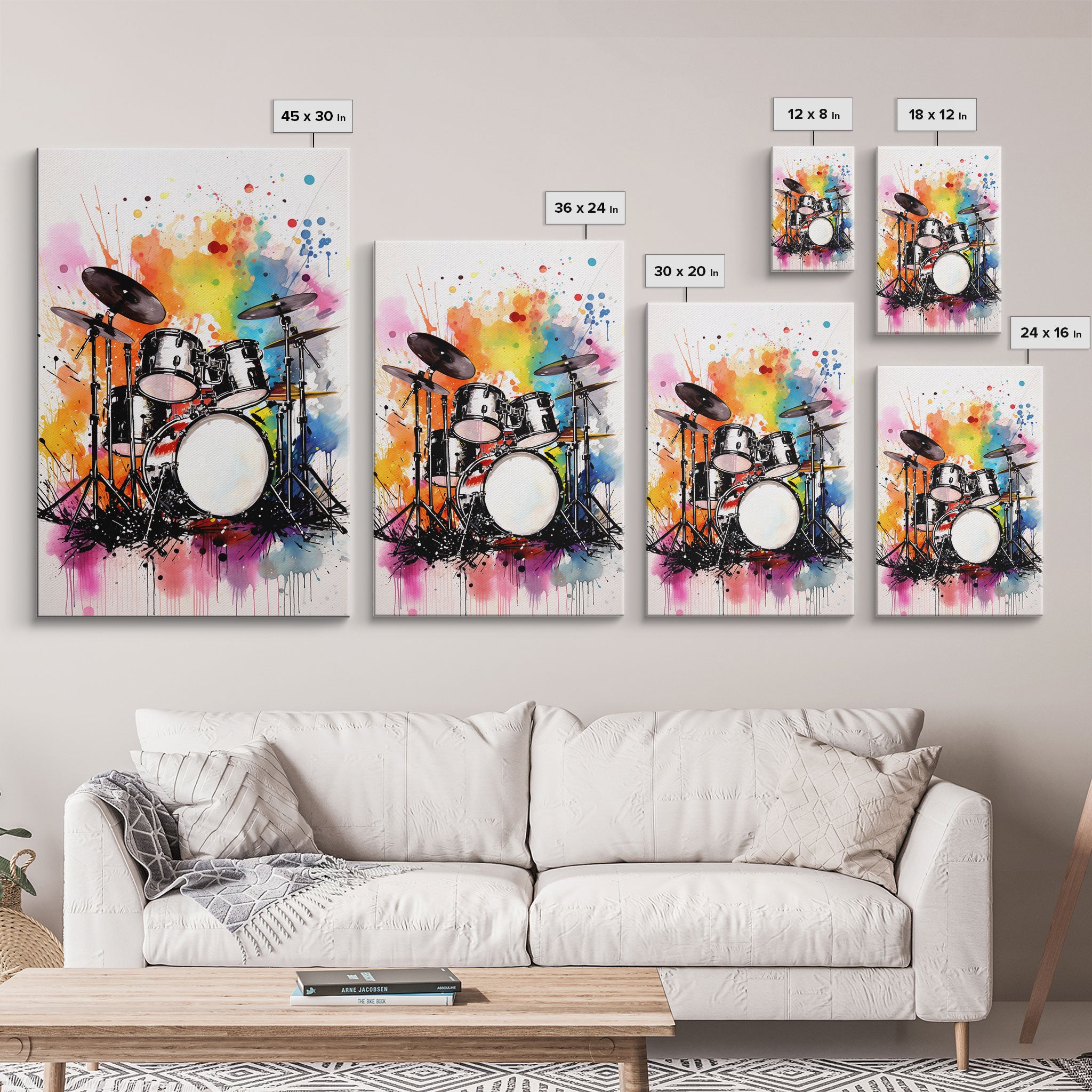 Drum Art, Gift For Drummer, Framed Canvas Print, Studio Art, Music Studio Decor, Drum Set