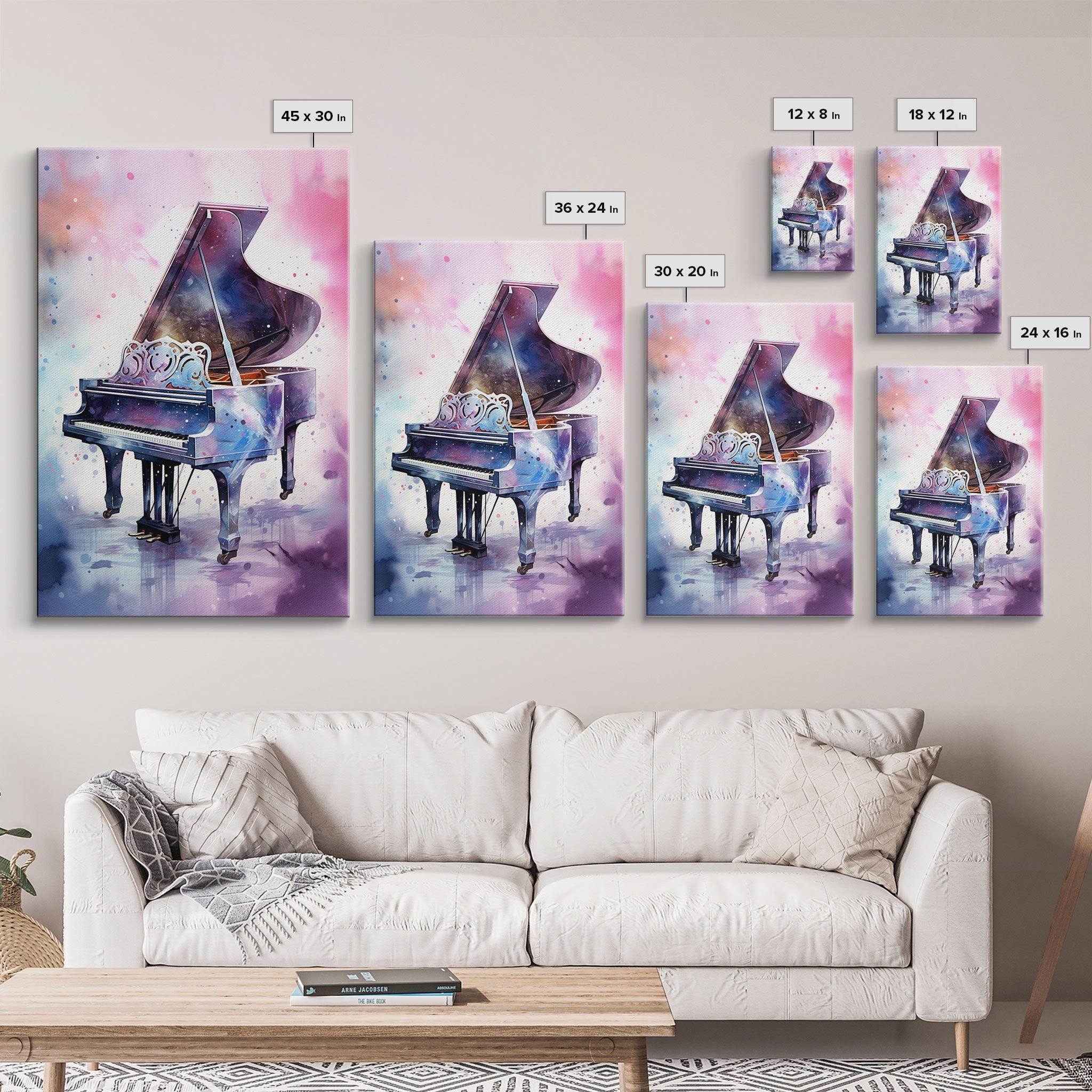 Grand Piano Wall Art, Musical Instrument Print, Studio Art, Framed Canvas Print, Piano Art, Baby Grand Piano