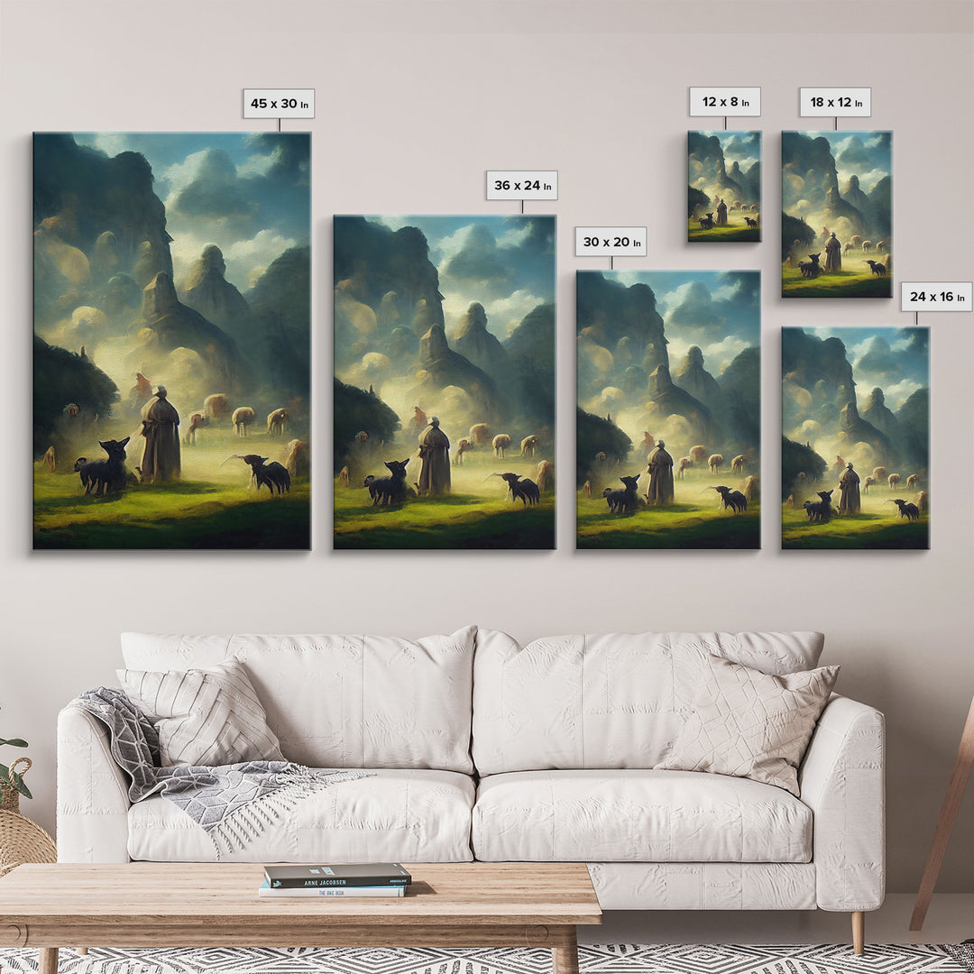 The shepherd and his flock, canvas print