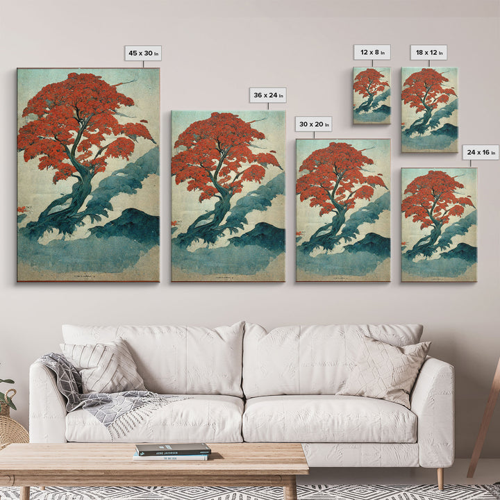 Japanese maple tree, fine art print, poster art, Vintage Japanese style wall art