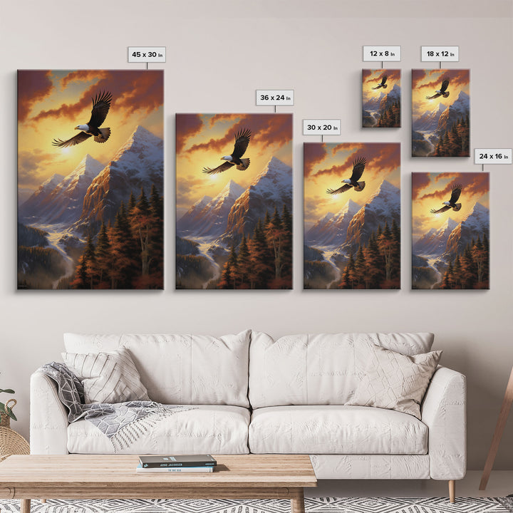 Eagle Wall Art, Mountain Art Print, Animal Art, Nature Print, Canvas Print, Wall Art, Vertical Art, Gift For Boss, Camper Wall Decor