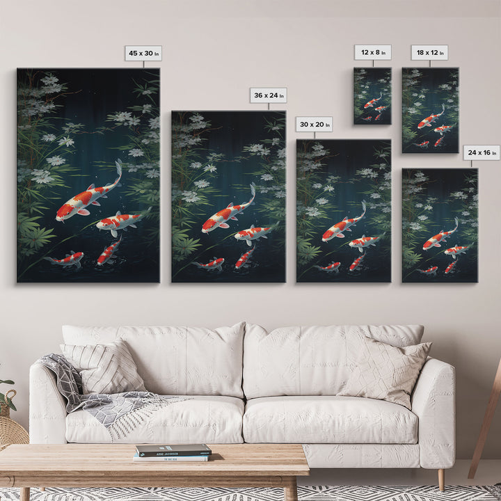 Koi Fish Wall Art, Fish Painting, Zen Wall Art, Fish Wall Art, Nature Print, Canvas Print, Wall Art, Vertical Art, Home Office Art, RV Decor