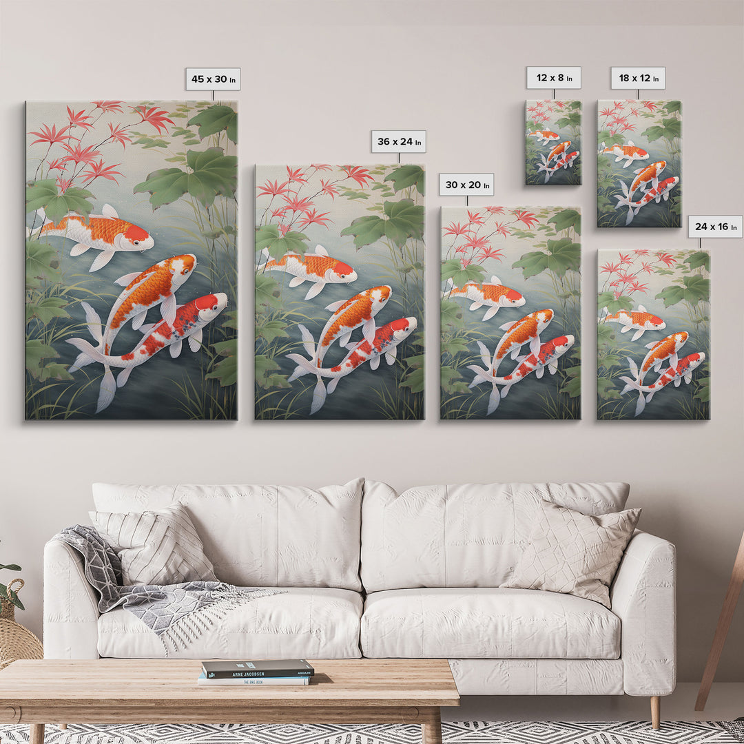 Fish Painting, Zen Wall Art, Koi Fish Wall Art, Fish Wall Art, Canvas Print, Wall Art, Vertical Art, Southern Decor, Office Wall Decor