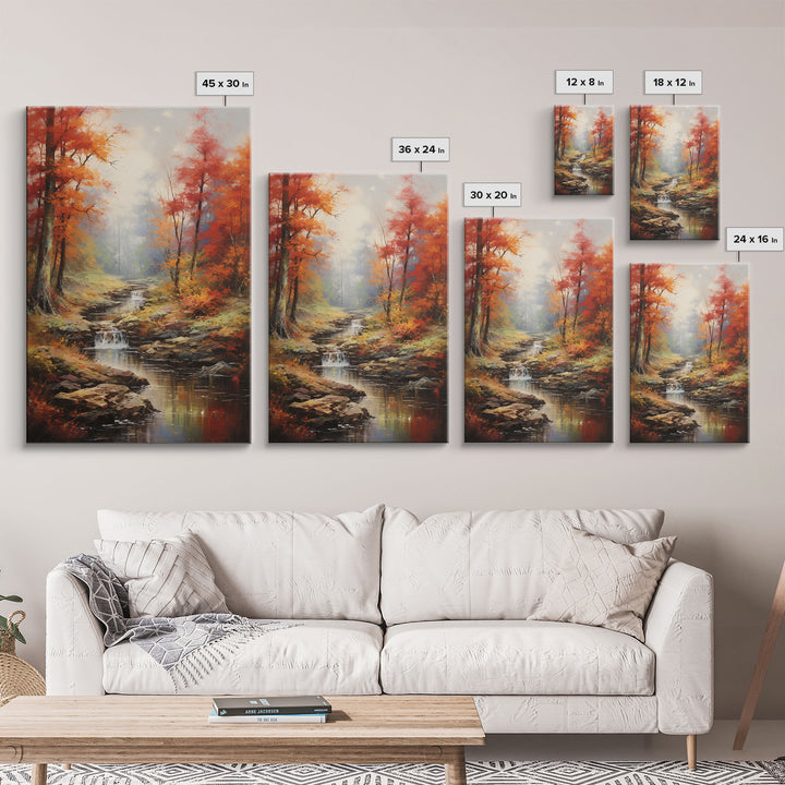 Stream,  Forest Wall Art, Autumn Art Print, Canvas Print, Wall Art, Vertical Art, Nature Wall Art, Business Gift, Above Bed Art, Wall Decor