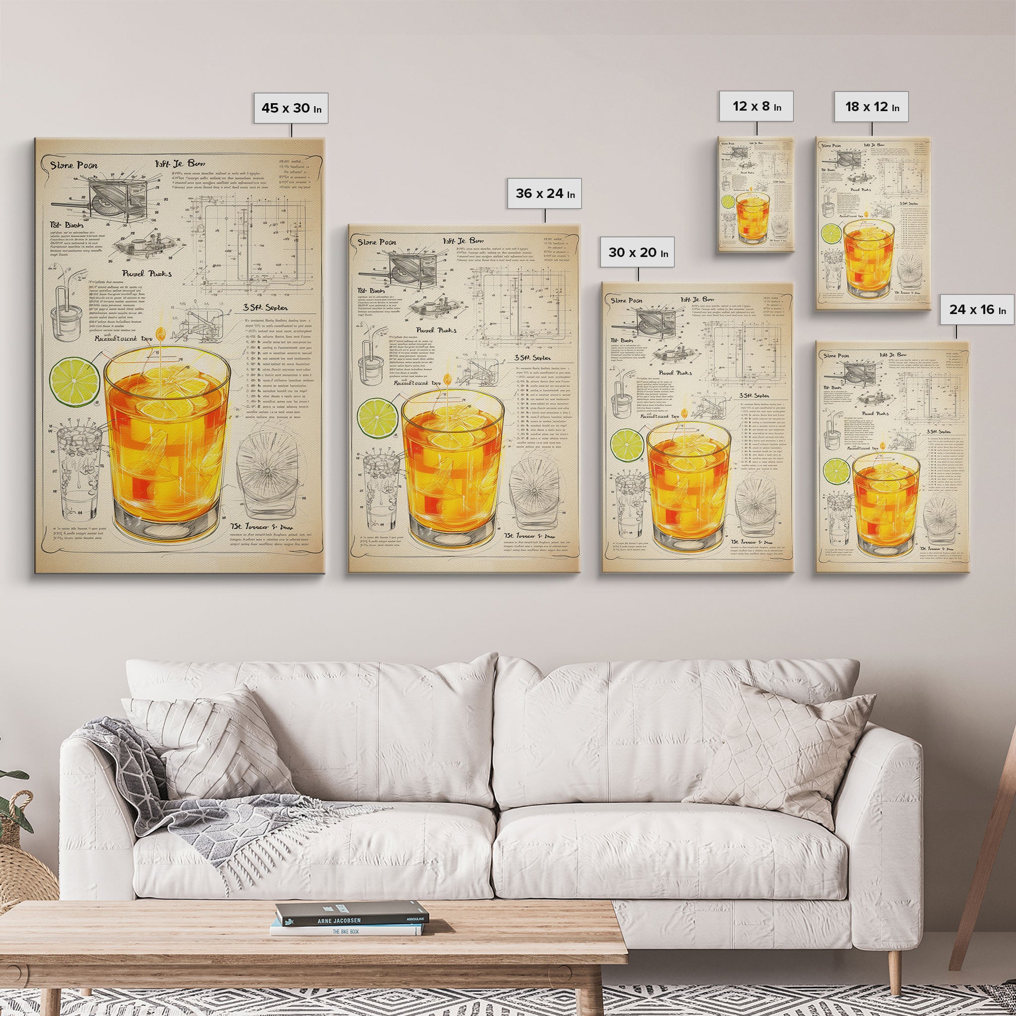 Cocktail Wall Art, Bar Cart Art, Cocktail Gift, Canvas Print, Wall Art, Vertical Print, Dorm Room Art, Kitchen Wall Decor, Friendship Gift