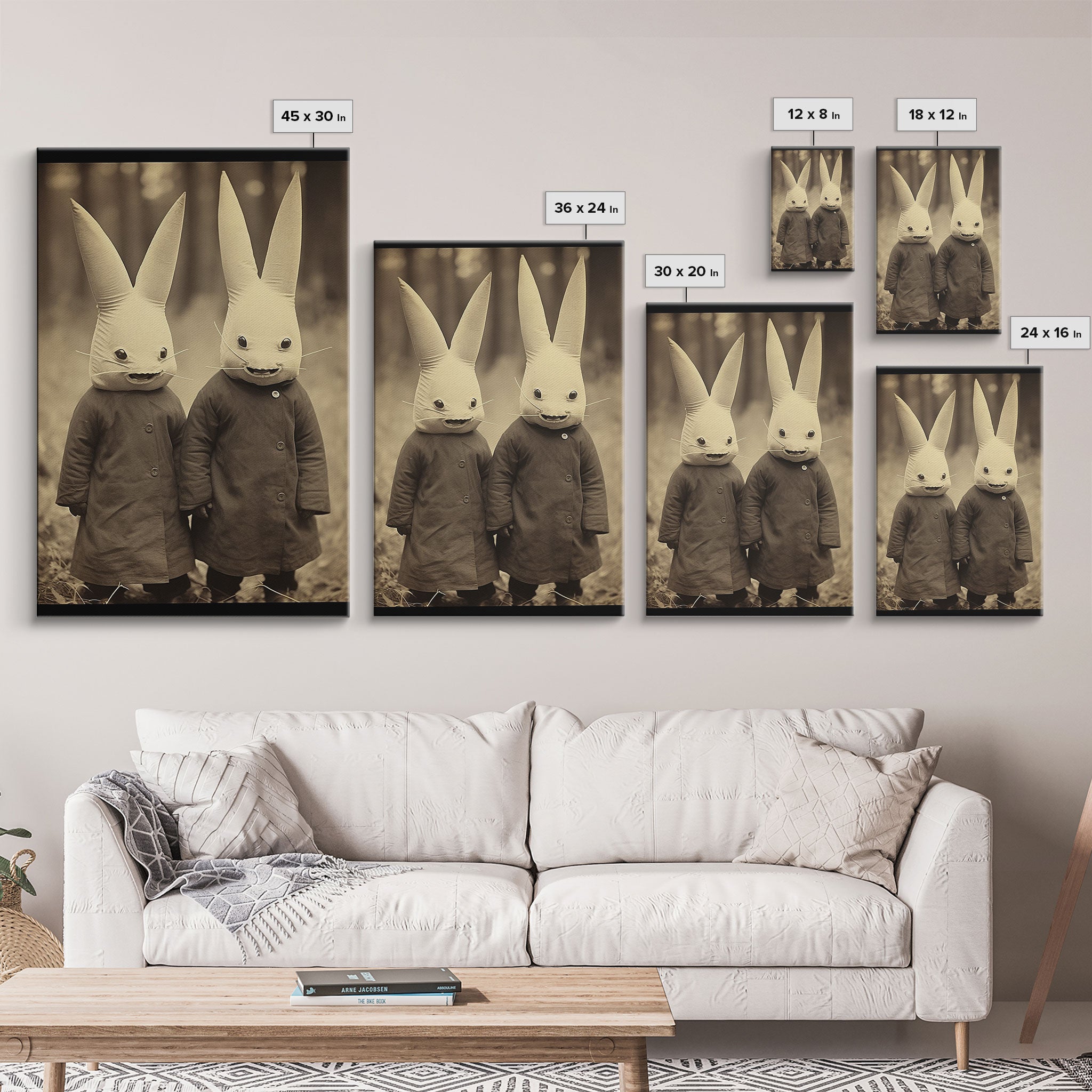 The Bunny Boys, Spooky Halloween Art, Scary Wall Decor, Spooky / Creepy Halloween Decor, Thought Provoking Haunted Art