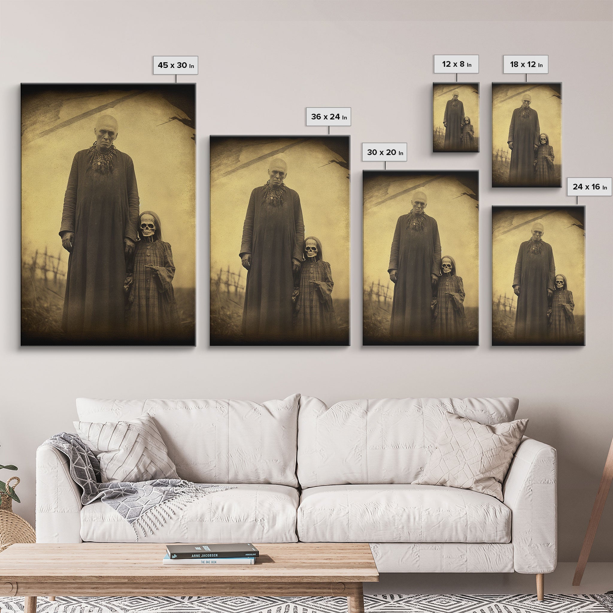 Skeleton Wall Art. Spooky Room Decor, Ghost Art Print, Gothic Wall Decor, Canvas Print, Wall Art, Vertical Print, Home Decor, Wall Decor