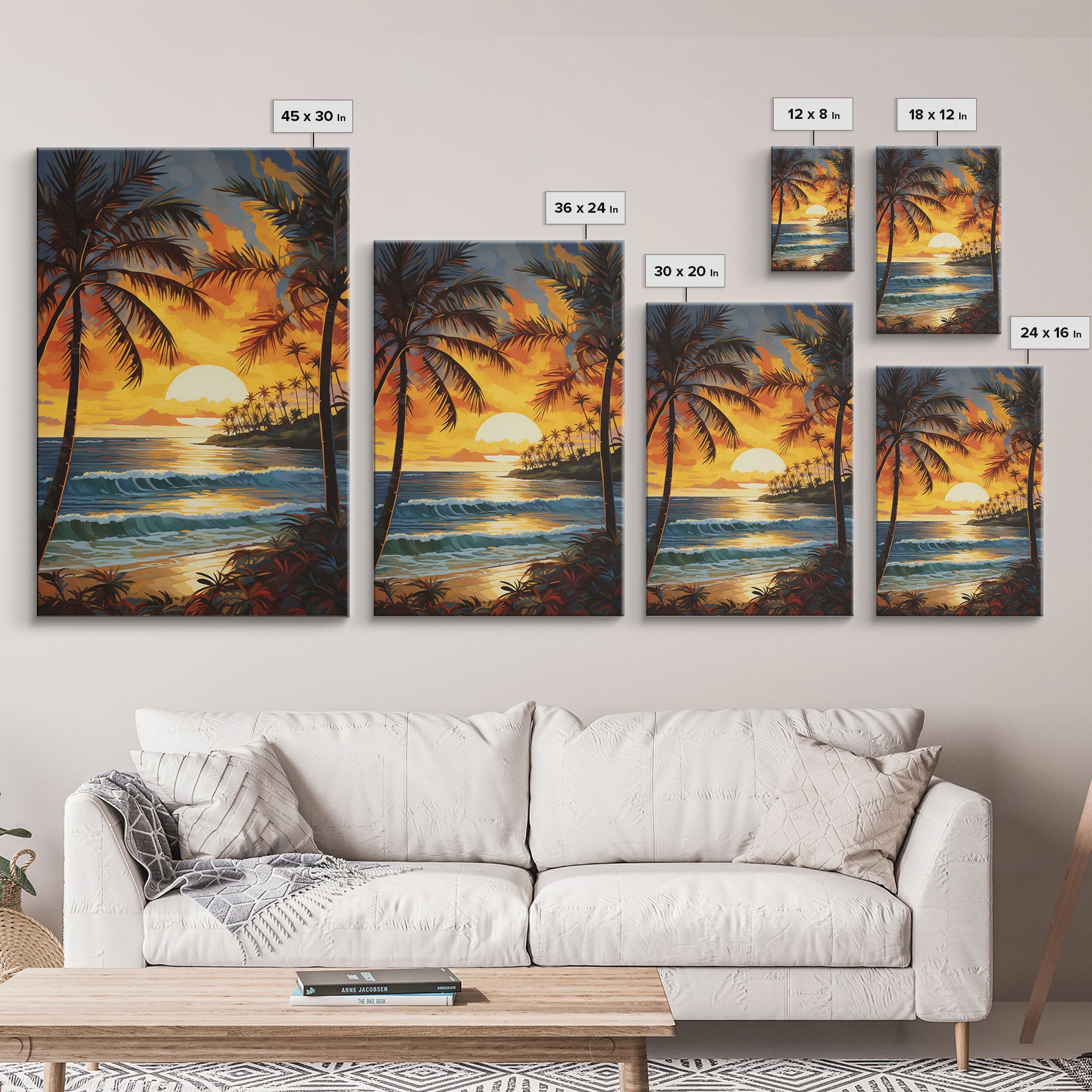 Beach Wall Print, Tropical Wall Art, Sunrise Wall Art, Canvas Print, Wall Art, Vertical Print, Entryway Prints, Dorm Room Art, Office Decor