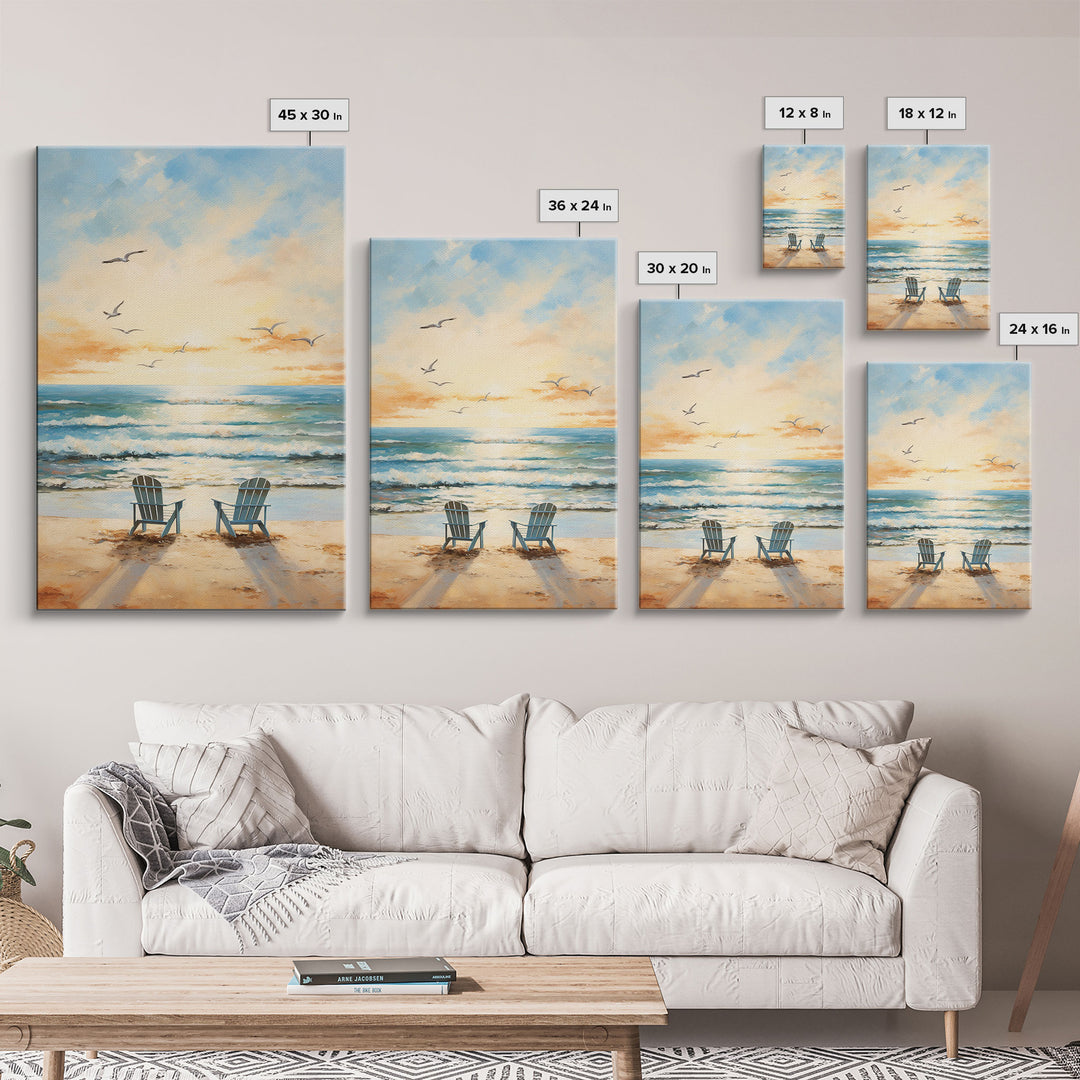 Calming Wall Art, Beach Print, Sunset Art, Relaxing Wall Art, Canvas Print, Wall Art, Vertical Print, Beach Chair, Coastal Wall Decor