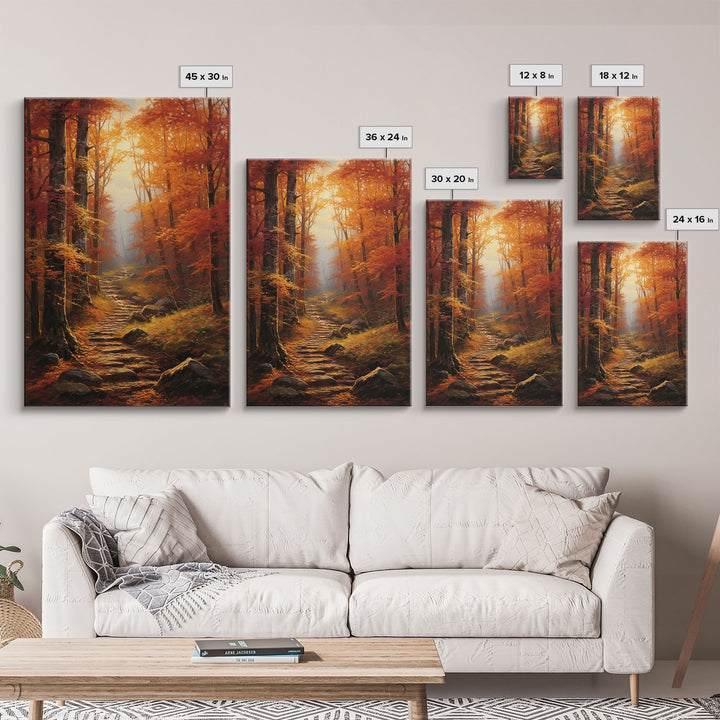 Fall Wall Art, Trees Wall Decor, Forest Wall Art, Canvas Print, Wall Art, Vertical Art, Housewarming Gift, Rustic Wall Art, Bedroom Prints