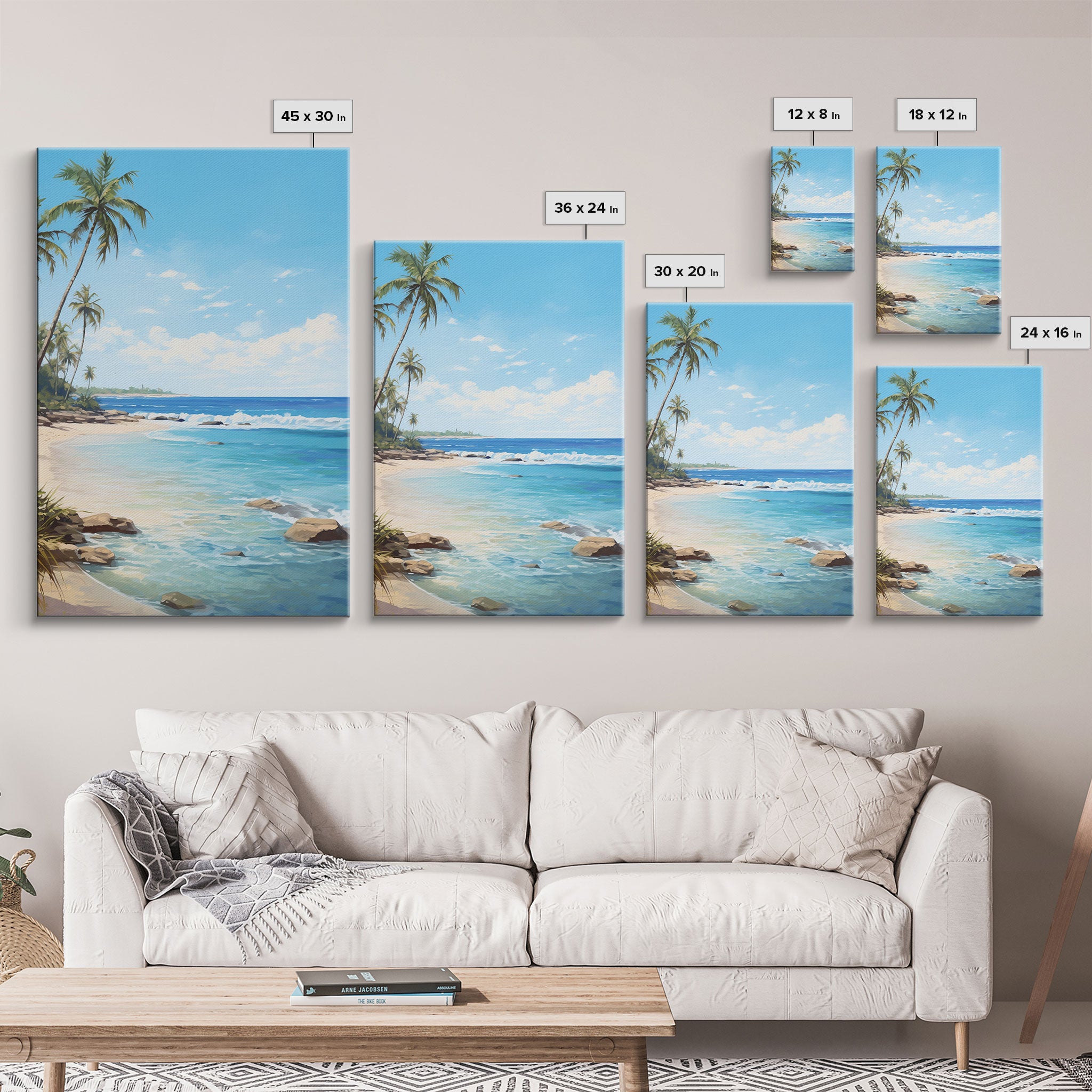 Palm Trees Wall Print, Seashore Wall Art, Beach Wall Art, Tropical Art, Canvas Print, Wall Art, Vertical Art, Bedroom Prints, Travel Print