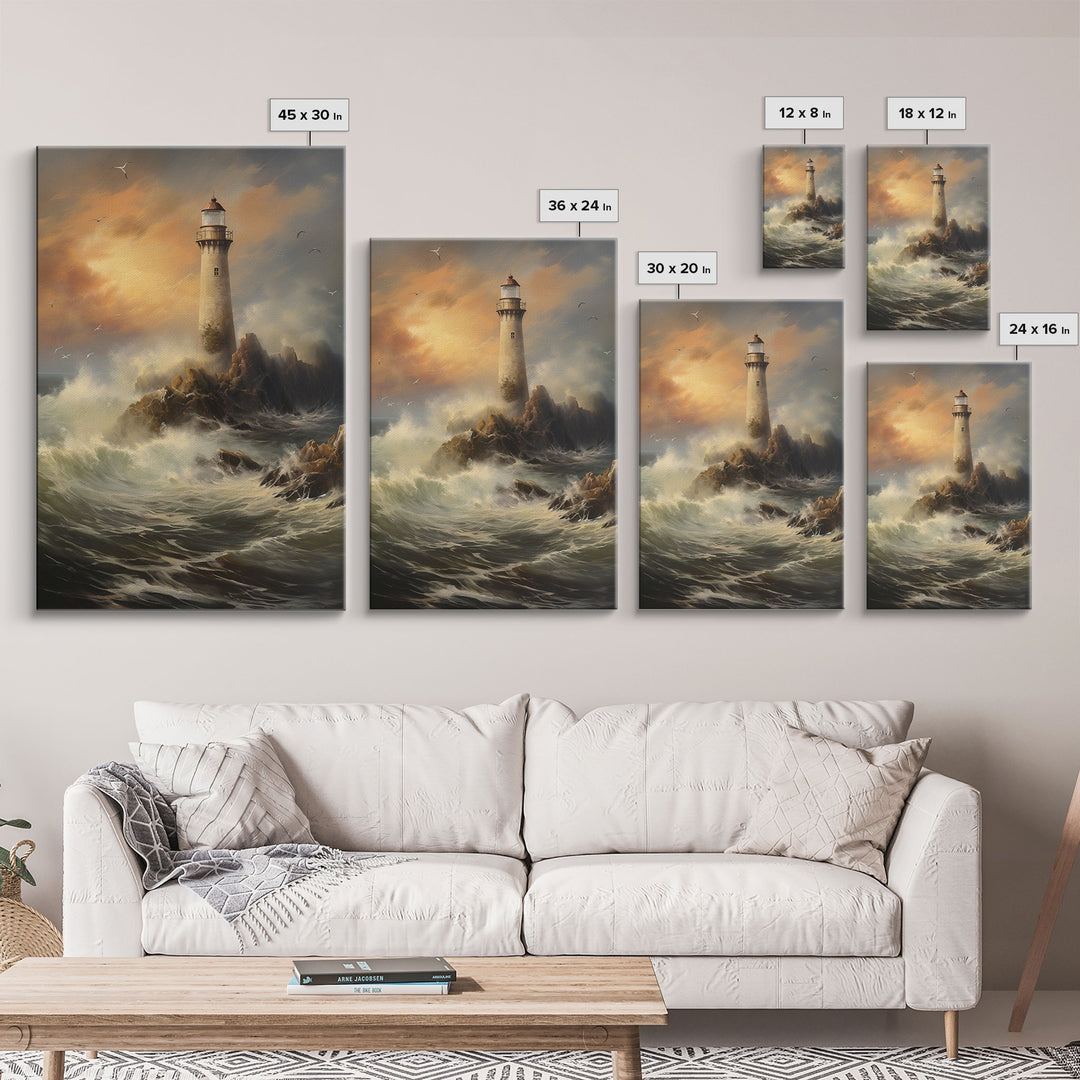 Light House Print, Ocean Wall Decor, Seascape Art, Canvas Print, Wall Art, Vertical Art, Landscape Art Print, Gift For Coworker, Wall Decor