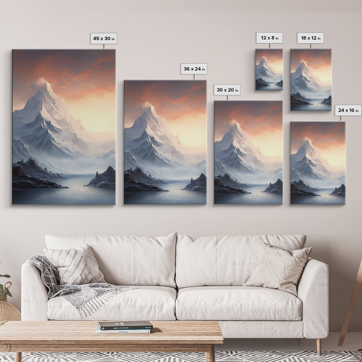 Winter Landscape, Mountains Wall Print, Sunset Wall Art, Canvas Print, Wall Art, Vertical Art, Engagement Gift, Camper Wall Decor, Room Art