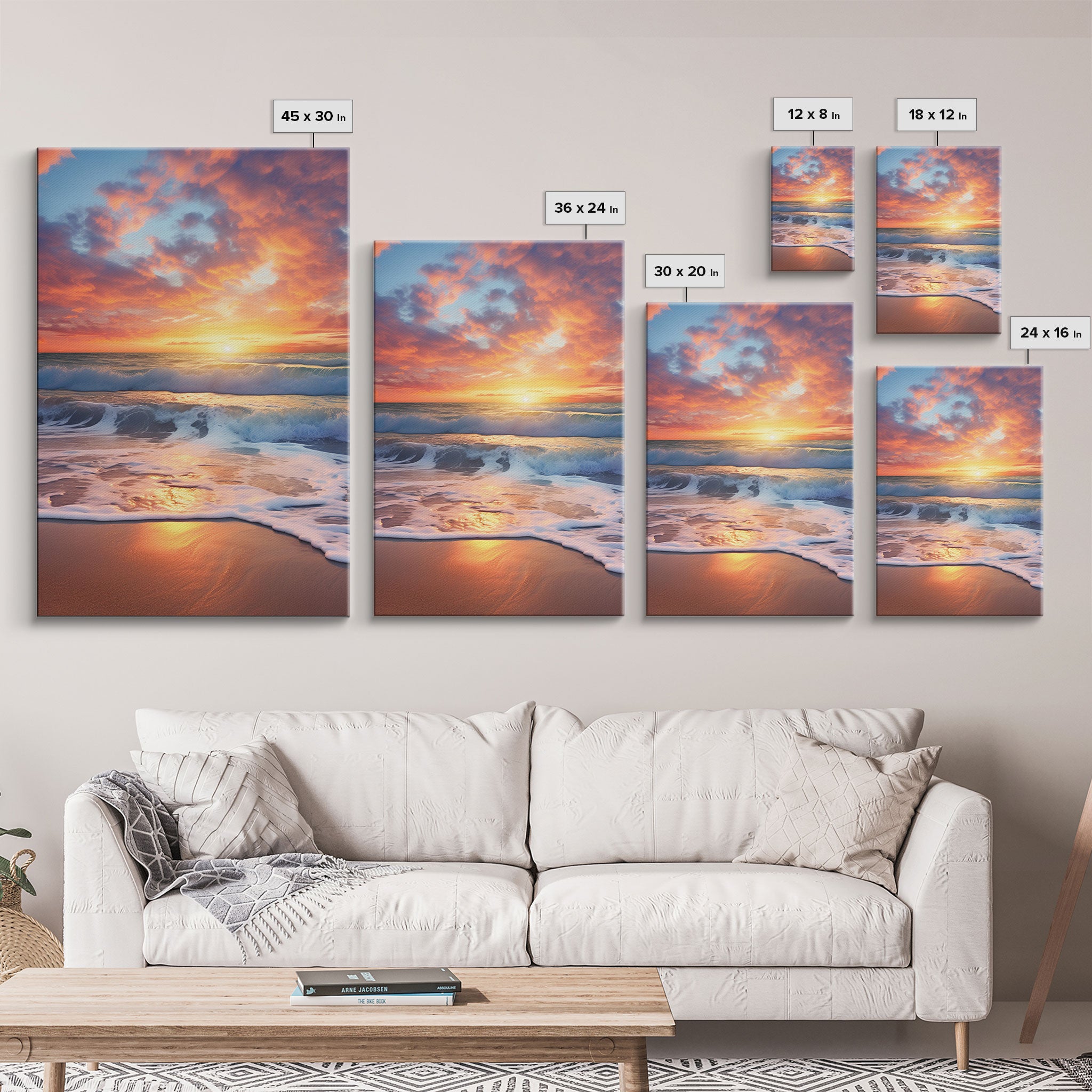 Beach Sunset Wall Art, Nautical Wall Art, Seashore Wall Art, Canvas Print, Wall Art, Vertical Art, Moving Gift, Room Decor, Entryway Prints