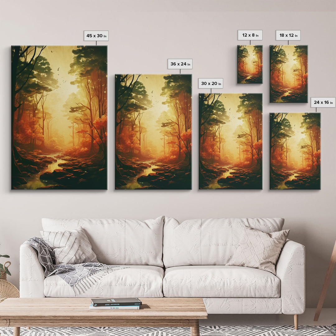 Forest Wall Art, Trees Art Print, Sunset Print, Canvas Print, Wall Art, Vertical Art, Nature Lover Gift, Camper Wall Decor, Country Wall Art