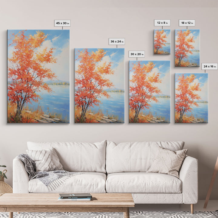 River Wall Art, Fall Art, Trees Wall Art, Landscape Art, Sunset Wall Art, Canvas Print, Wall Art, Vertical Art, Home Wall Decor, Office Art