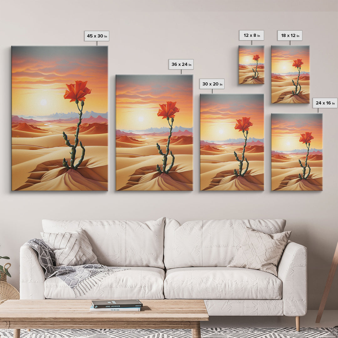 Desert Art Print, Cactus Wall Art, Landscape Art, Sunset Wall Art, Canvas Print, Wall Art, Vertical Art, Unique Wall Decor, Ranch Decor