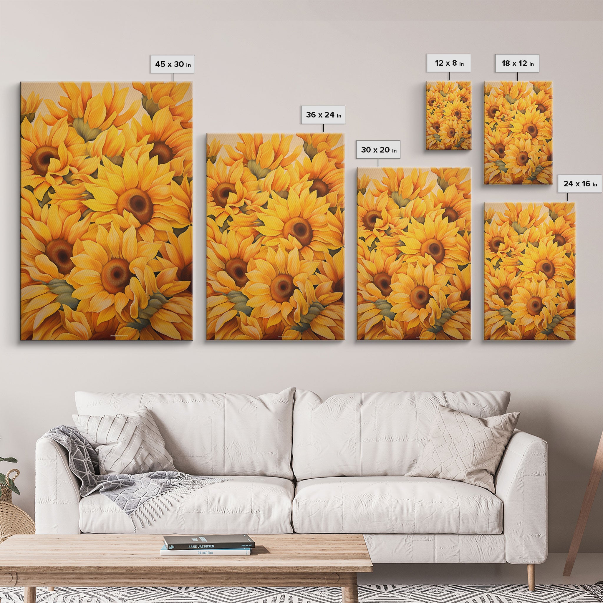 Sunflower Wall Art, Flower Wall Art, Sunflower Painting, Canvas Print, Wall Art, Vertical Art, Gift For Coworker, Bookshelf Decor, RV Decor