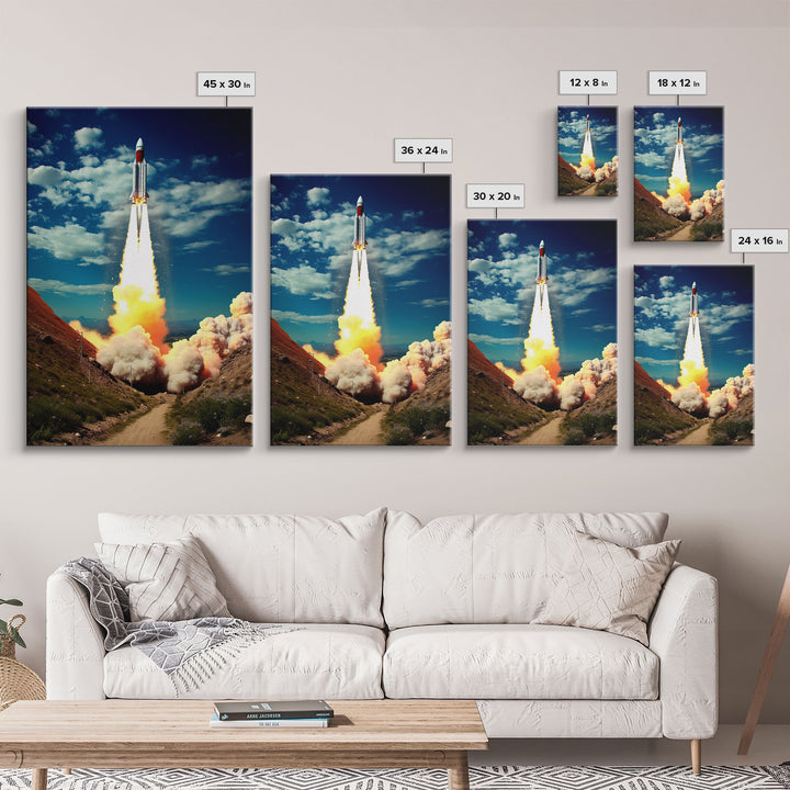 Space Rocket Wall Art, Space Art, Science Art Print, Spaceship Art, Canvas Print, Wall Art, Vertical Art, Unique Gift, Nerdy Home Decor