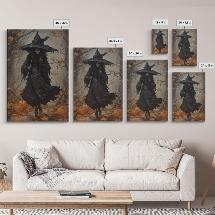 The Wicked Witch, Halloween Canvas Print, Framed Canvas, Unique Wall Art, Goth Art, Dark Academia, Witch Art, Witchcraft, Witch Decor