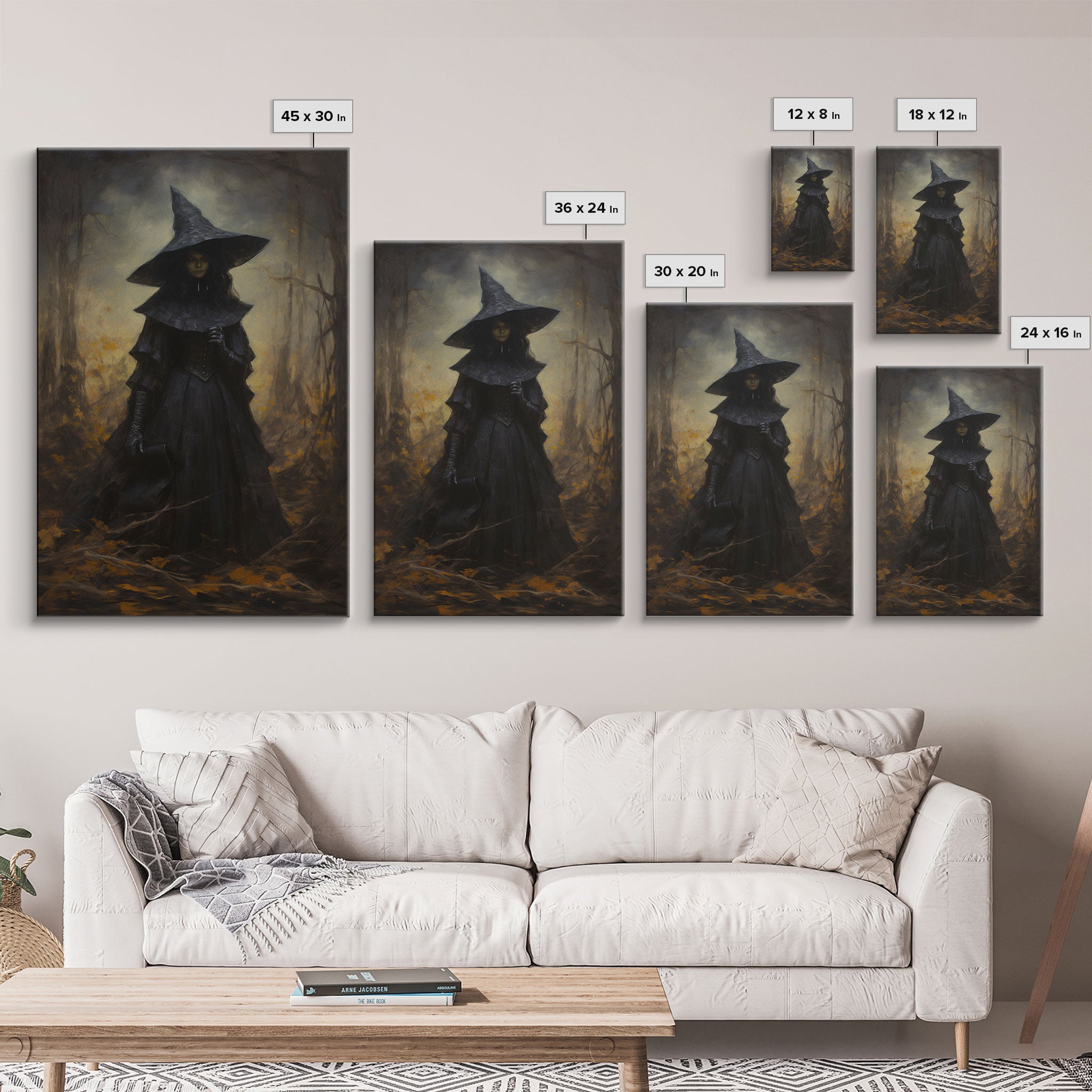 Gothic Witch Art, Framed Halloween Canvas, Canvas Print, Spooky Halloween Wall Art, Halloween Decoration, Witchy Decor