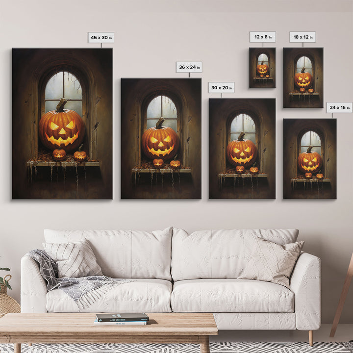 Jack O Lantern In The Window, Trick or Treat, Halloween Print, Art Canvas Print, Halloween Decor, Halloween Art, Spooky Halloween Decoration