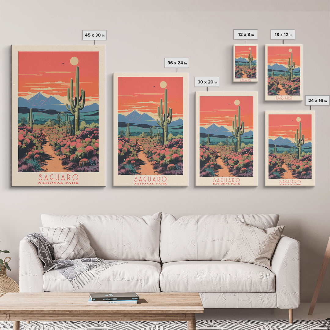 Saguaro National Park Arizona Travel Art, National Park Print, Minimalist Travel Art, Midcentury Modern Style Landscape Painting