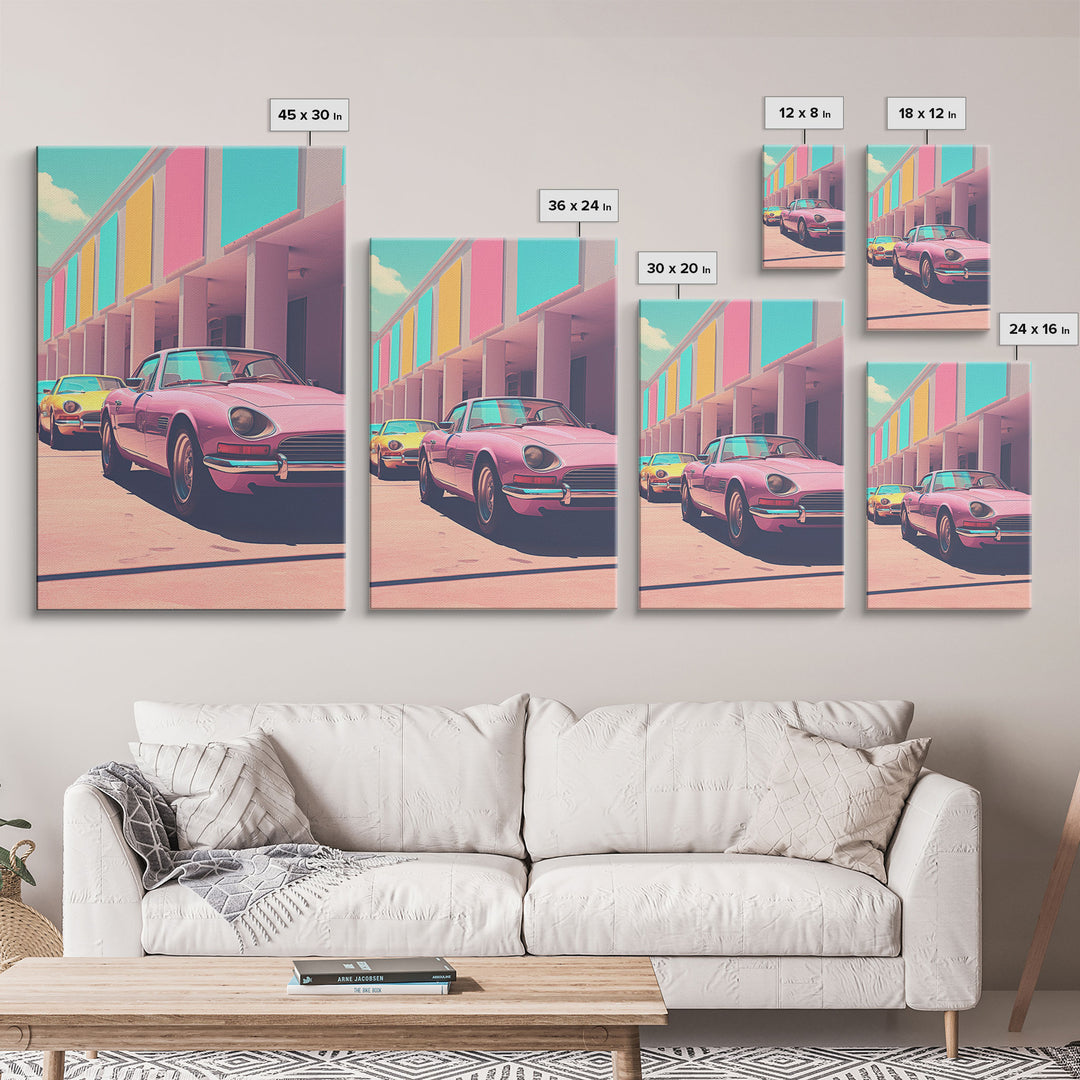 Classic Car Wall Art, Retro Art, Canvas Print, Wall Hanging, Portrait Art, Car Wall Art, Realtor Thank You, Apartment Wall Decor, Office Art