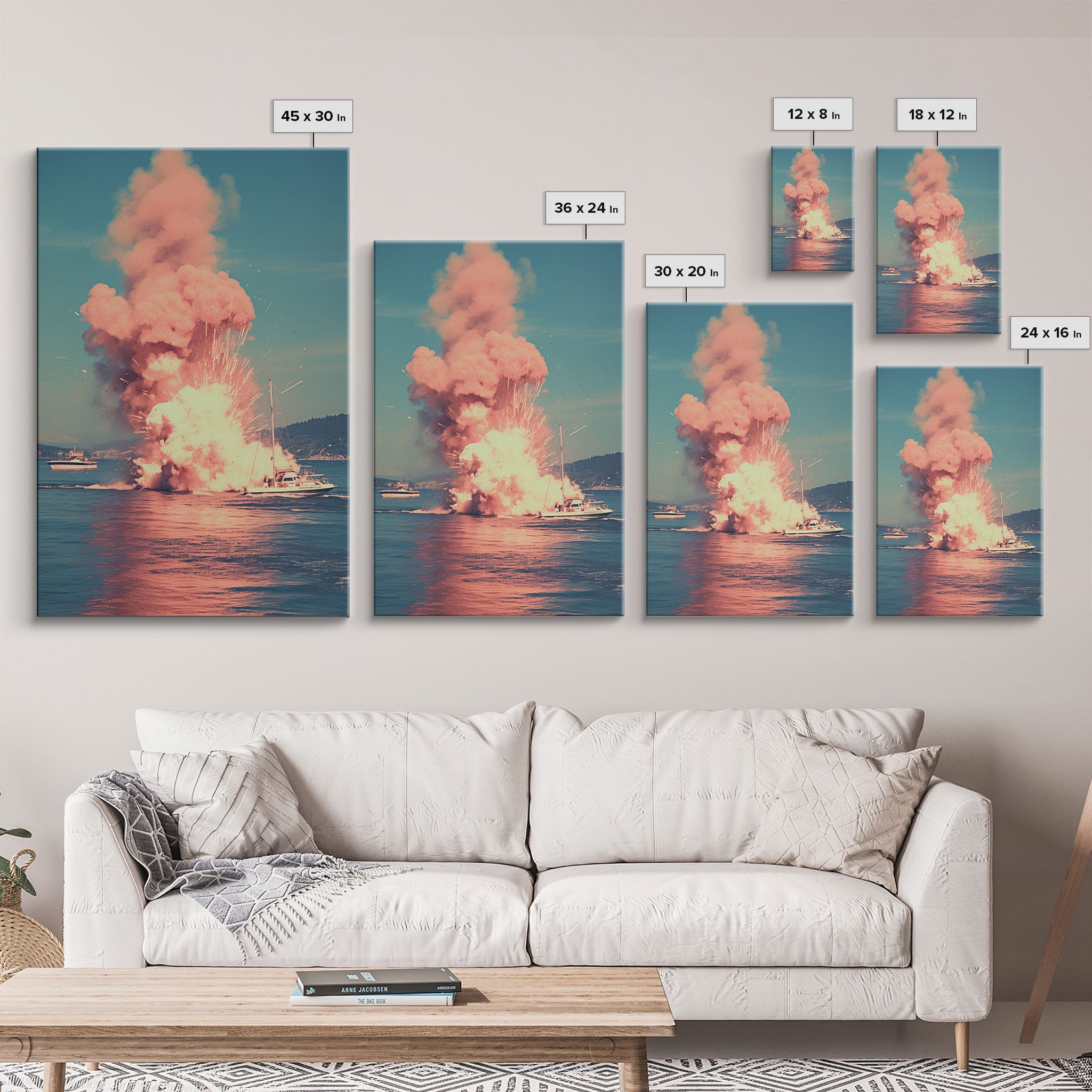 Exploding Boat, Nautical Wall Art, Ocean Wall Art, Canvas Print, Wall Hanging, Portrait Art, Unique Gift, Home Decor Prints, Office Decor