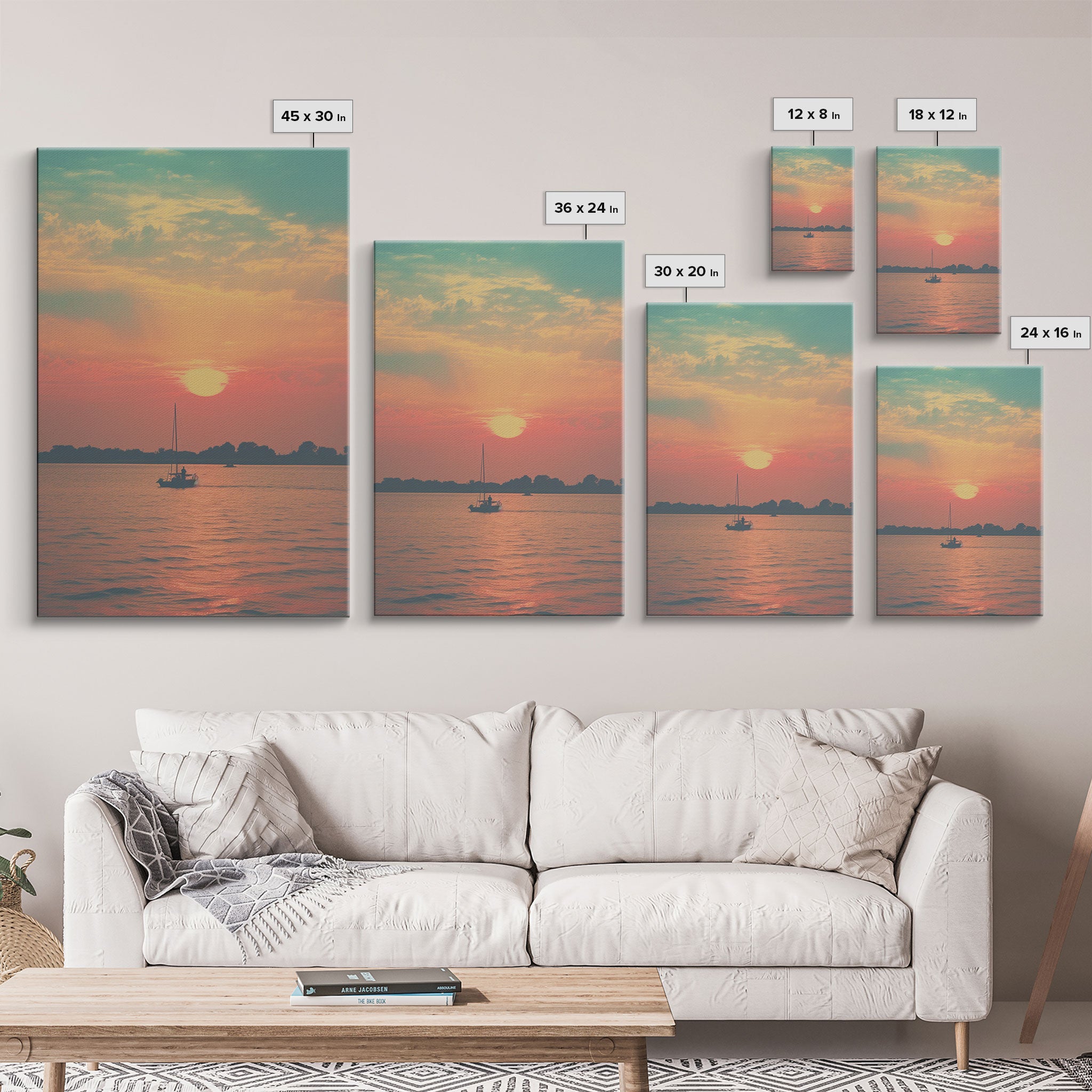 Ocean Wall Art, Sunset, Coastal Wall Art, Canvas Print, Wall Hanging, Portrait Art, Housewarming Gift, Family Home Decor, Living Room Prints