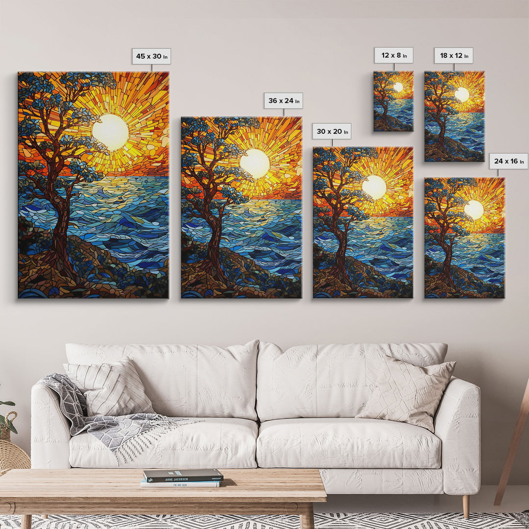 River Wall Art, Sunset, Abstract Art, Tree Wall Art, Canvas Print, Wall Hanging, Portrait Art, Appreciation Gift, Above Couch Wall Art