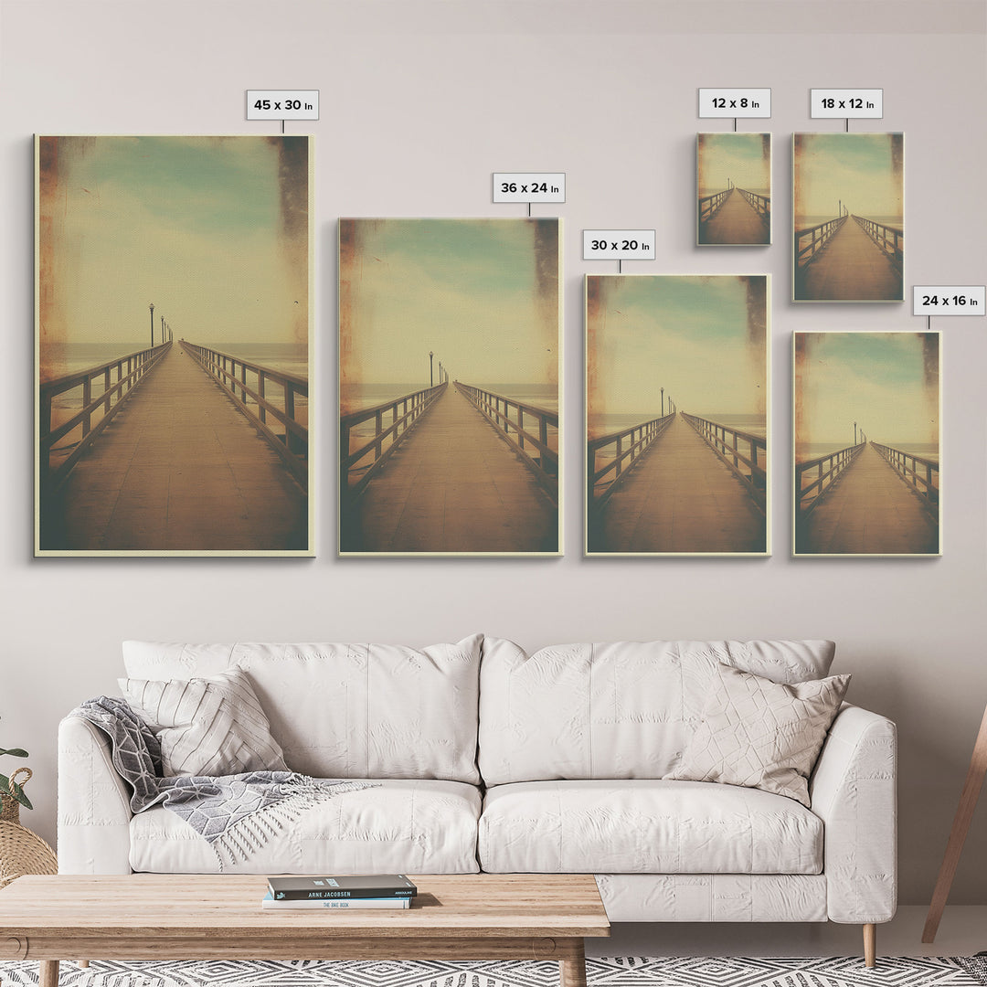 Pier, Minimalist Art, Ocean Art, Coastal Wall Art, Canvas Print, Wall Hanging, Portrait Art, Beach House Wall Decor, First Home Gift