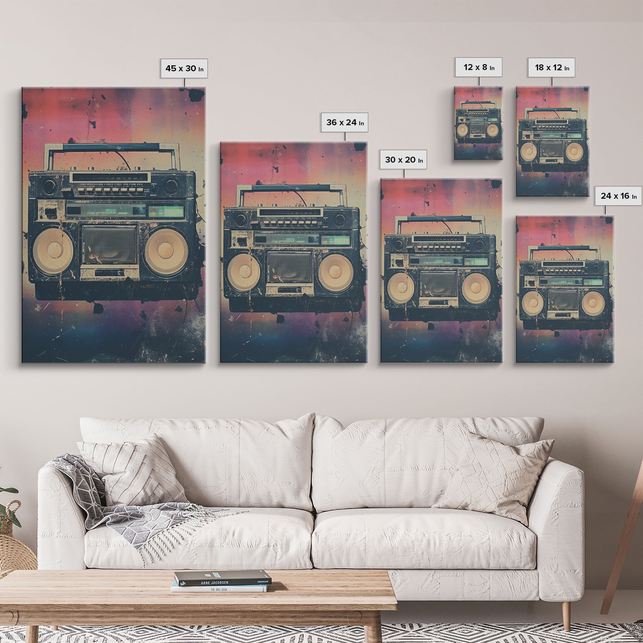 Boombox, Music Wall Art, Retro Wall Art, Canvas Print, Wall Hanging, Portrait Art, Apartment Wall Decor, Gaming Wall Decor, Above Bed Art