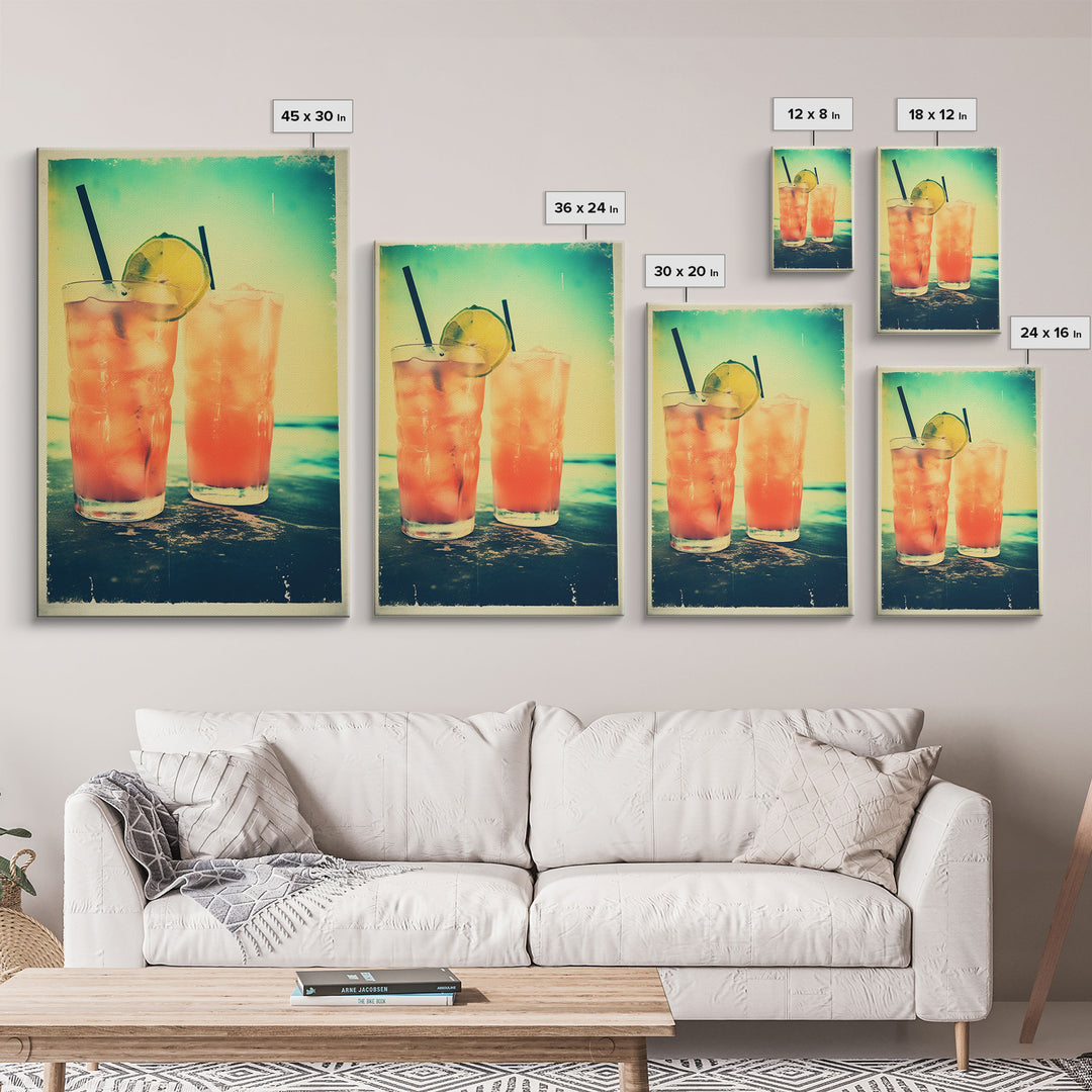 Cocktail Wall Print, Bar Cart Print, Canvas Print, Wall Hanging, Portrait Art, Cocktail Print, Kitchen Wall Art, Bar Wall Decor, Couple Gift