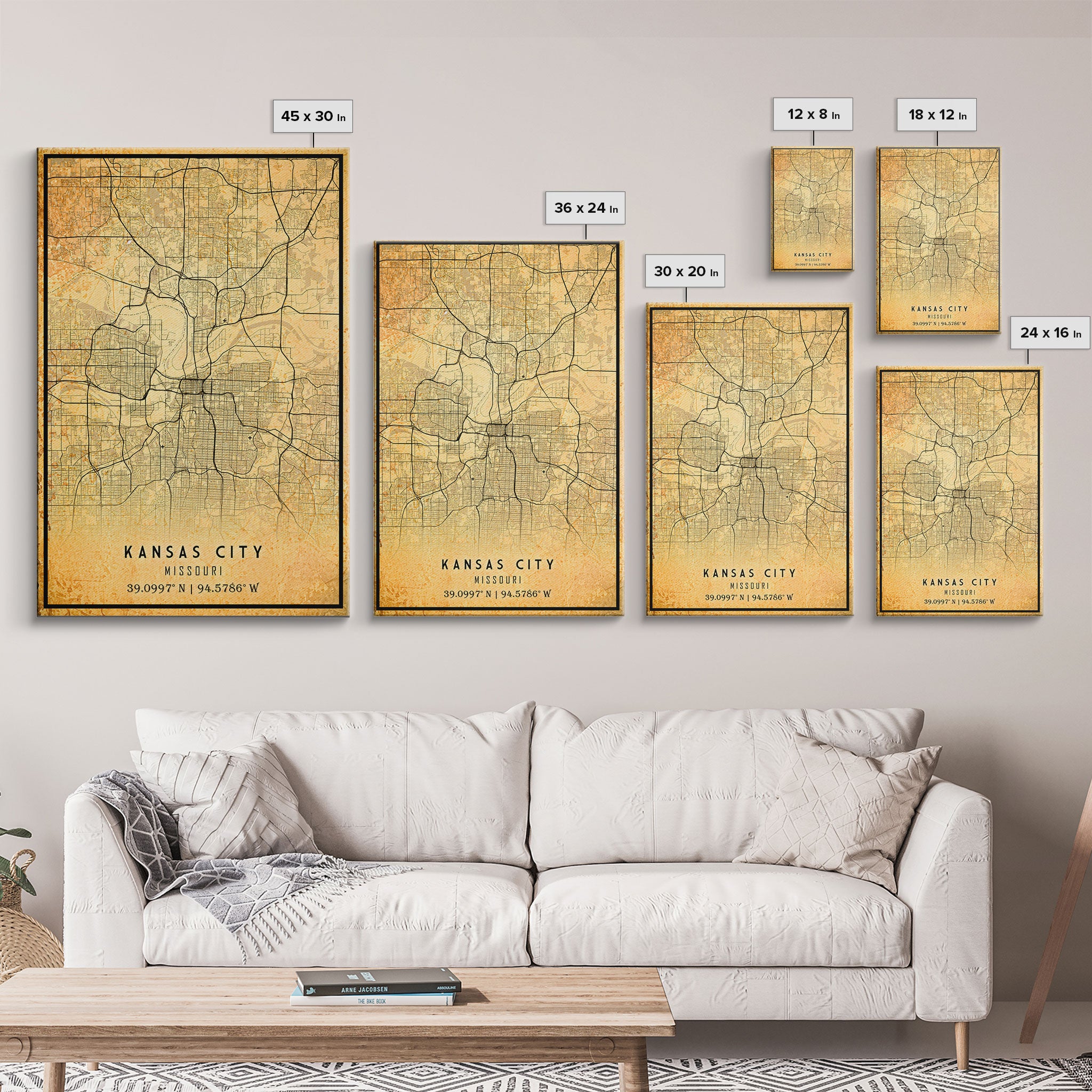 Kansas City Map Print, Kansas Gifts, Map of Kansas City, Kansas City Missouri, Map Wall Art, Cool Office Wall Art For Him