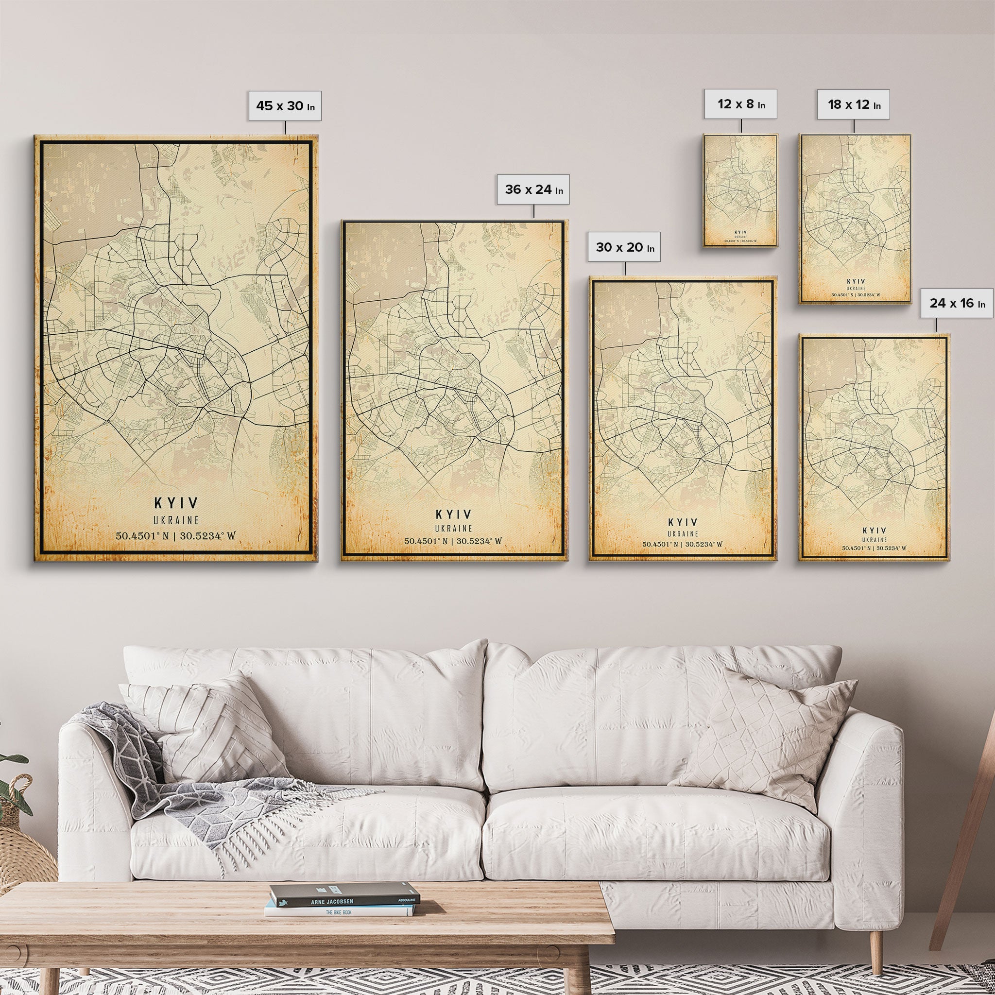 Old Kyiv Ukraine City Map Wall Art Canvas Print, Vintage Style Kyiv Map, Framed Wall Art, Cool Kyiv Ukraine Wall Art, Office Art