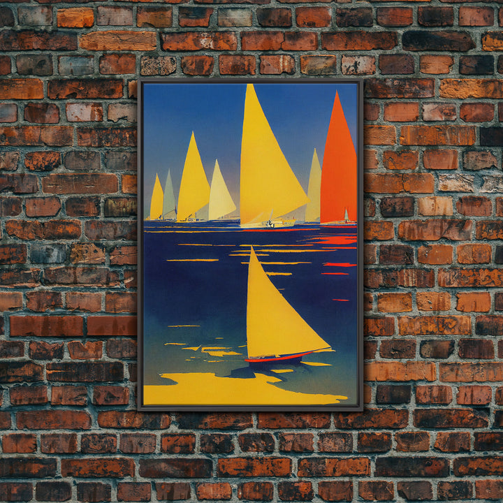 Nautical Wall Art, Sailboats On San Francisco Bay, Framed Canvas Print, Original Nautical Art, Nautical Canvas Art