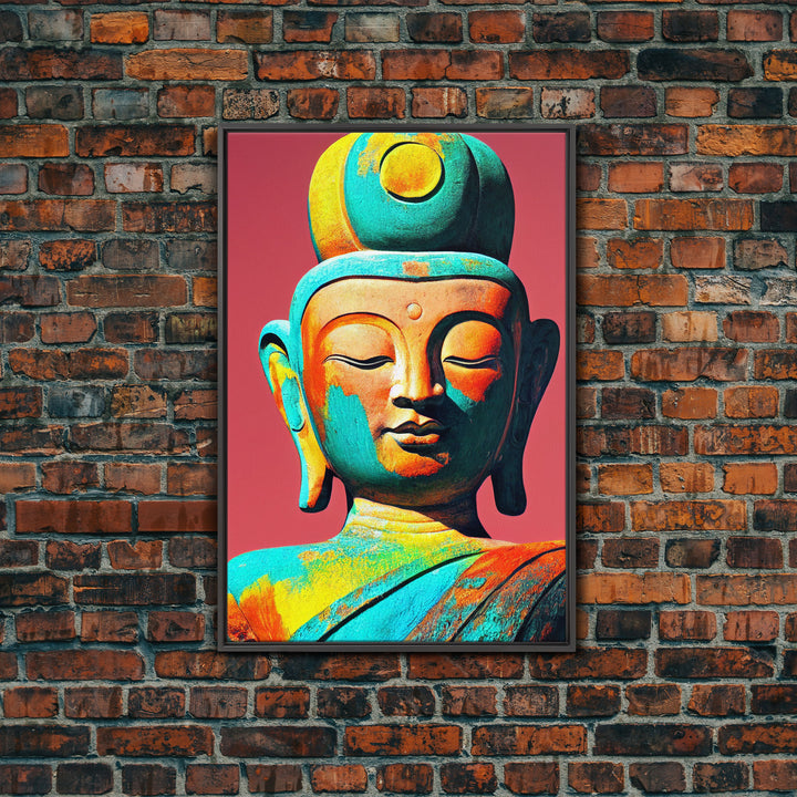 Colorful rainbow Buddha, framed canvas print zen wall art