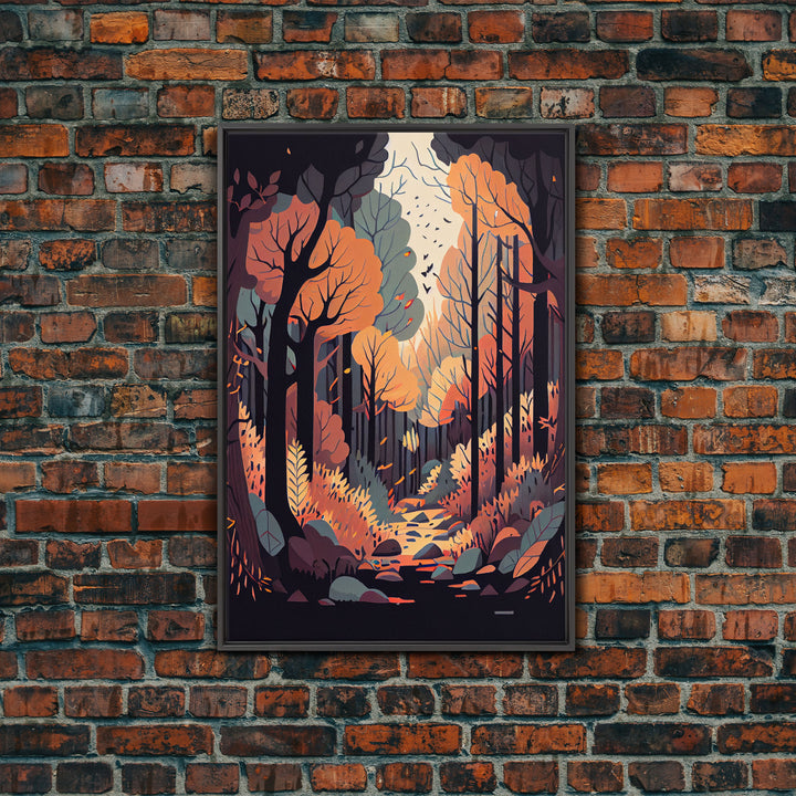 A Beautiful autumn scene, fall in the forest, fine art poster print