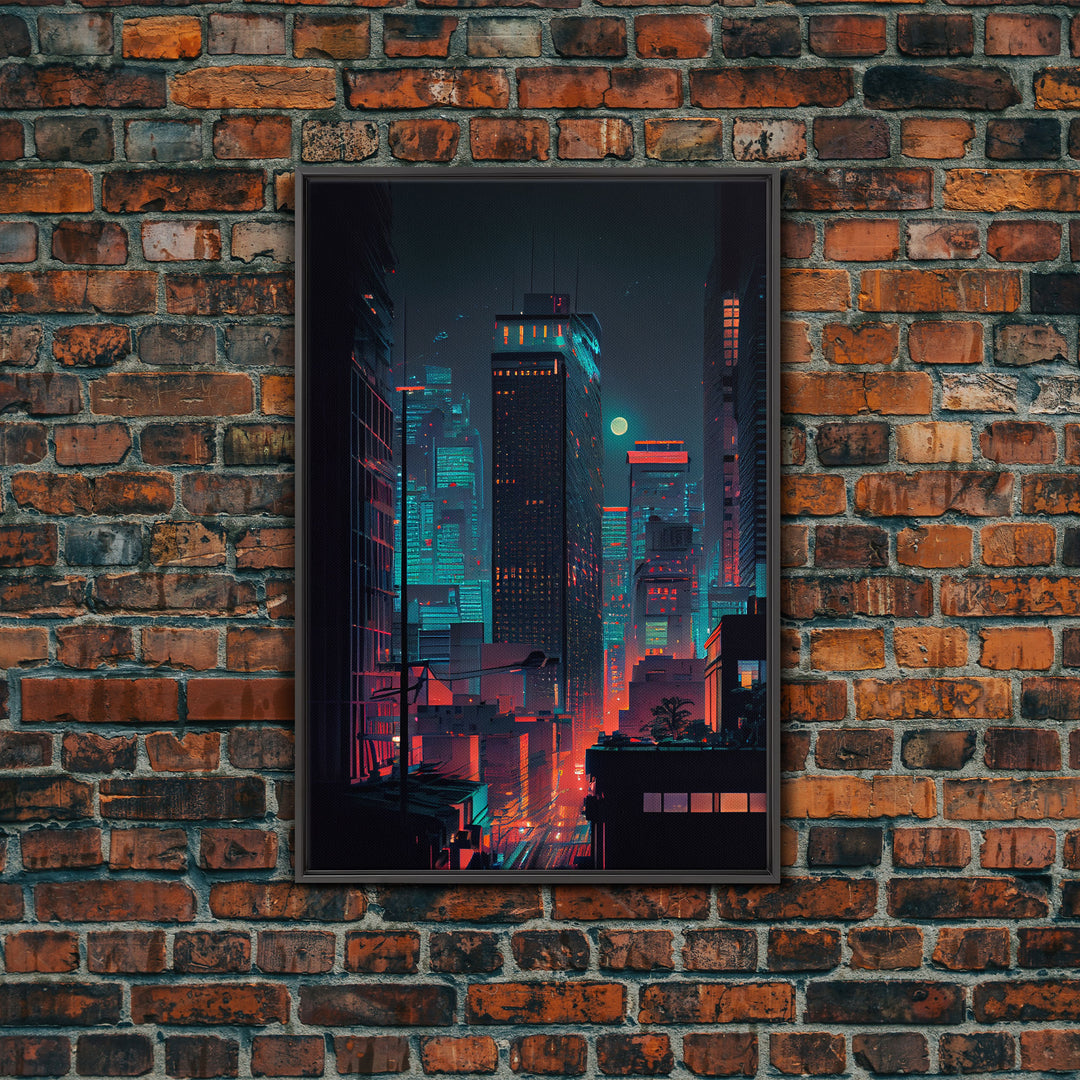 Night Cityscape Skyscrapers Dark Fine Art Print, Wall Art Print, Wall Poster, Wall Decor