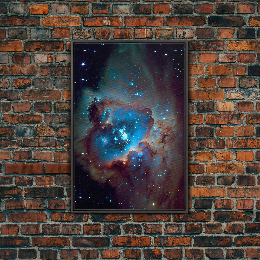 The Stars Glow At Night, framed canvas print, watercolor space painting