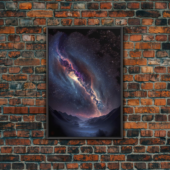 View of the milky way galaxy over a desert night sky, framed canvas print