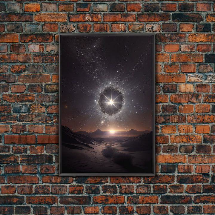 The North star over the Sahara, starry night sky art, framed canvas print