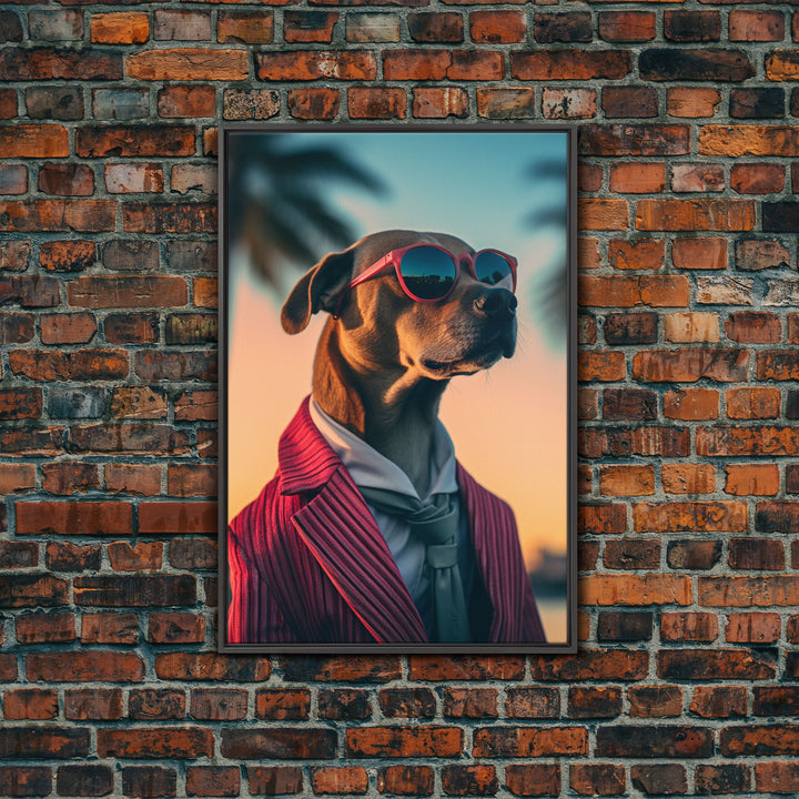 Rhodesian Ridgeback Dog Wall Print, Dog Wall Art, Dog With Shades Wall Print, Framed Wall Art, Framed Canvas, Wall Print, Wall Canvas