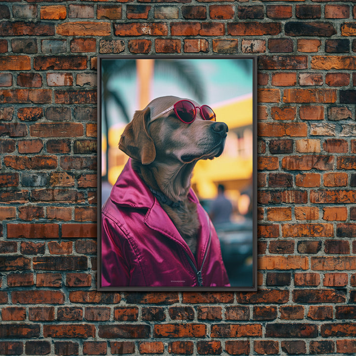 Labrador Dog Wall Print, Dog Wall Art, Dog With Shades, Animal Art, Funny Wall Art, Framed Wall Art, Framed Canvas, Wall Print, Wall Canvas