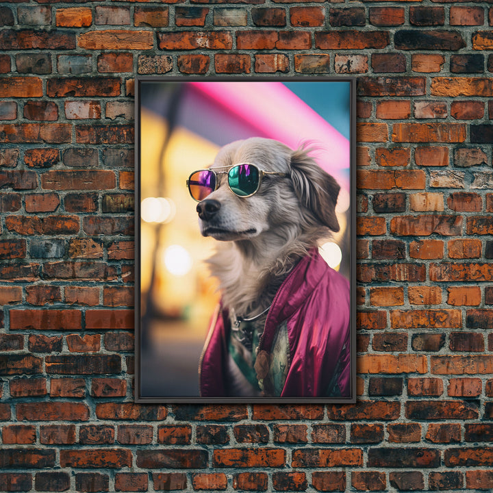 Long Haired Chihuahua Wall Print, Dog Wall Art, Dog Sunglasses, Funny Art, Framed Wall Art, Framed Canvas, Wall Print, Wall Canvas