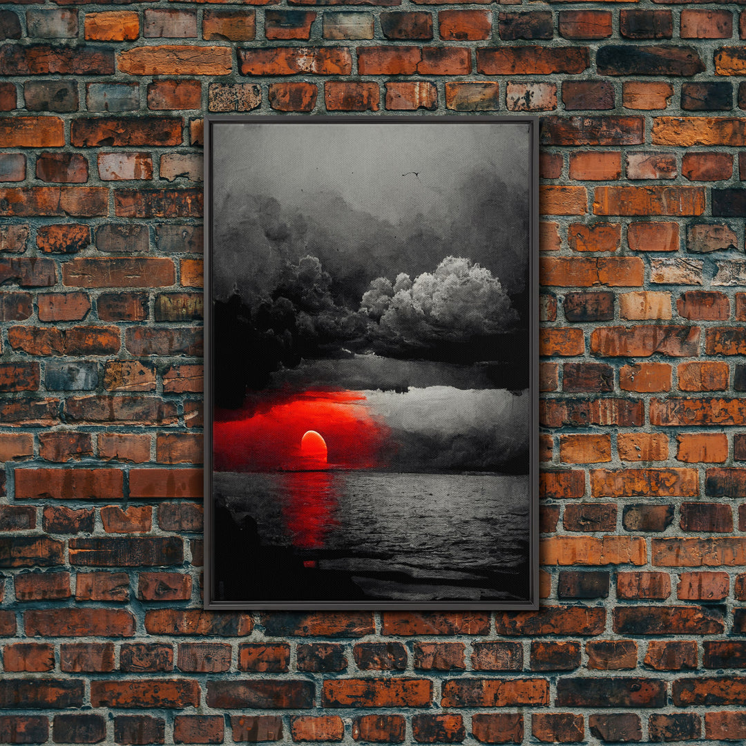 Spooky Horror Canvas Print, Bloodmoon Sunset, Blood moon, Halloween Wall Art, Ready To Hang